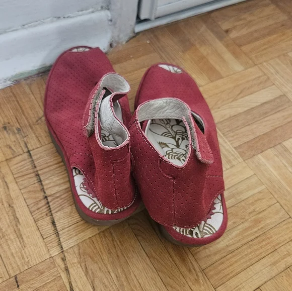 Red Wedge Platform Shoes, Sandals By Fly London. Size 7, Eu 37 - Picture 5 of 6